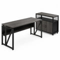 Set Scrivania e Mobiletto in MDF e Metallo