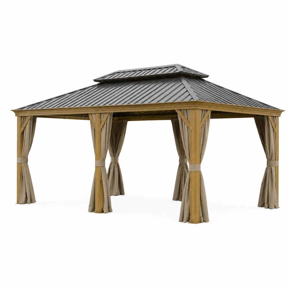 Gazebo in Legno di Cedro con Tetto in Acciaio Zincato