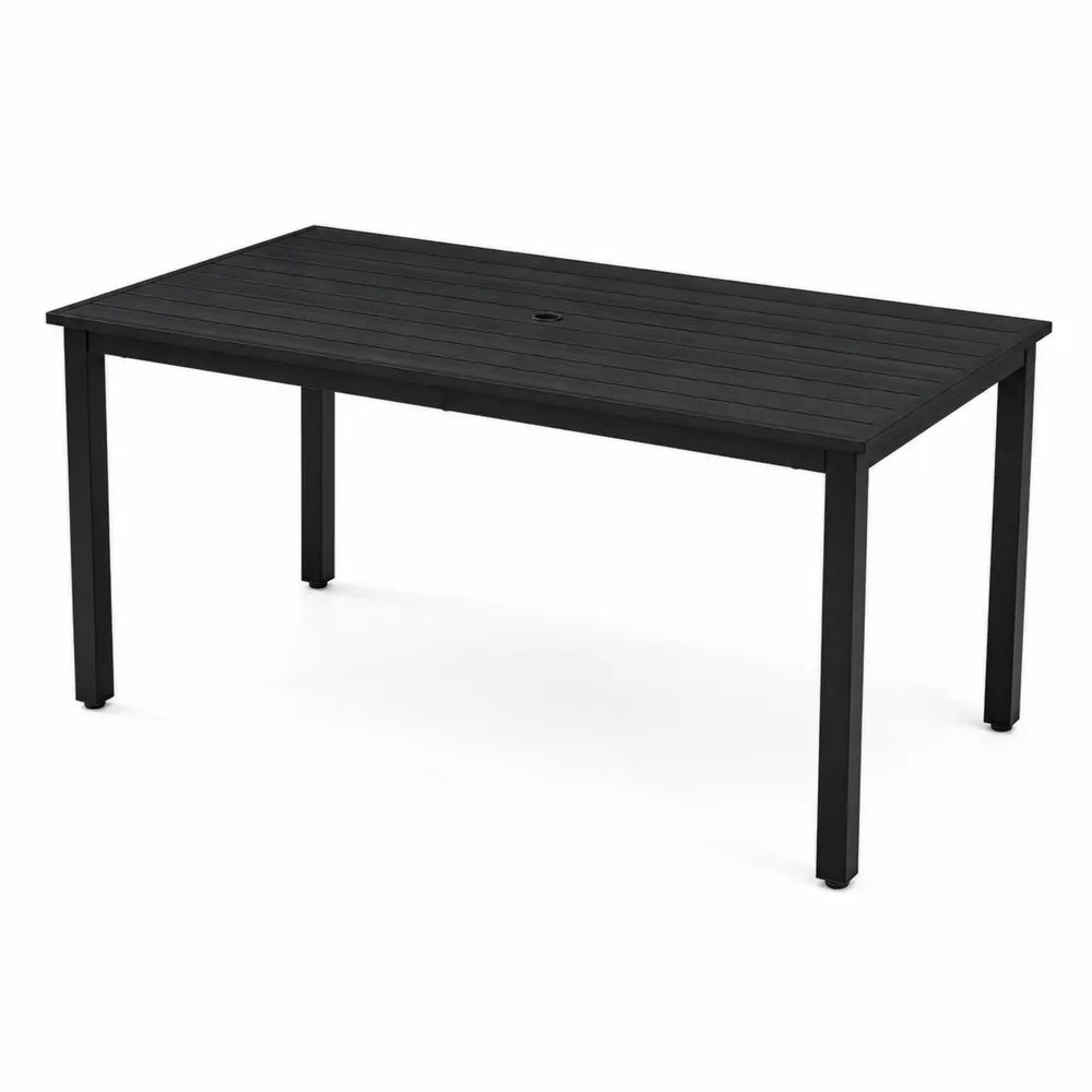 Tavolo da Pranzo Rettangolare in Alluminio Nero per Esterno