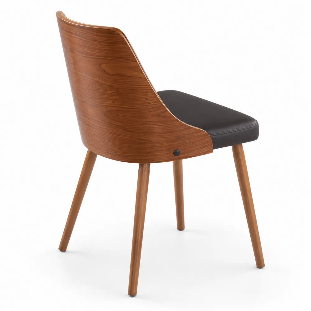 Sedia in legno e ecopelle nera, altezza 85 cm