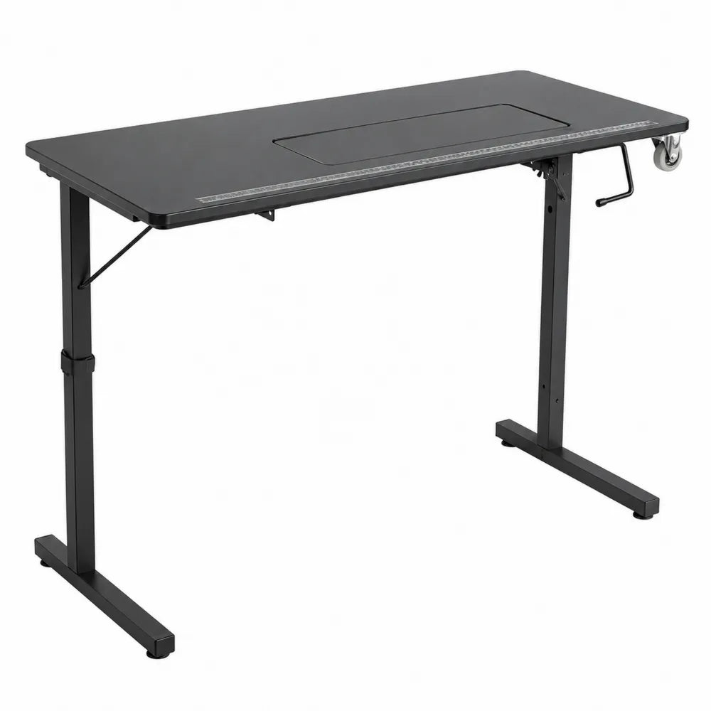 Scrivania regolabile in legno e metallo nero 120x60 cm