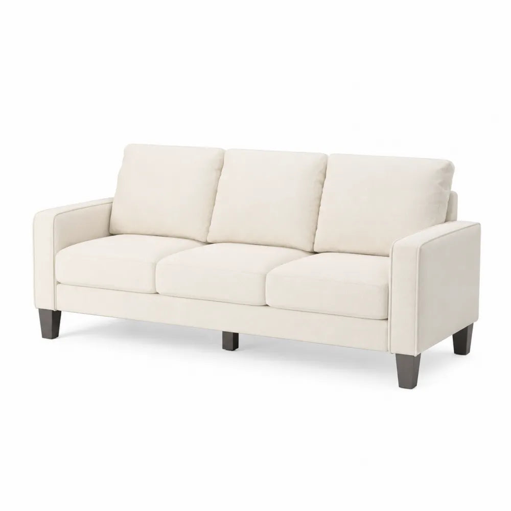 Divano tre posti in tessuto beige
