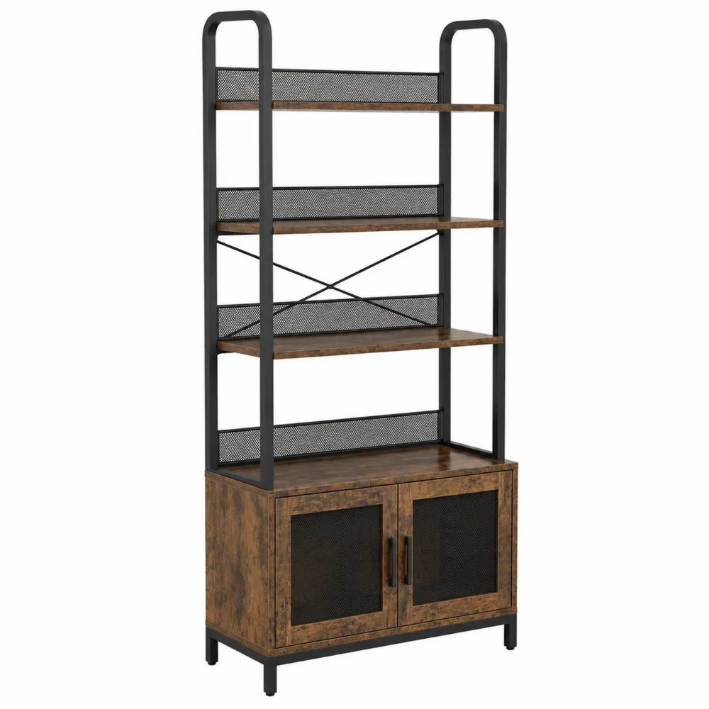 Scaffale libreria industriale in legno e metallo 180x80x30 cm