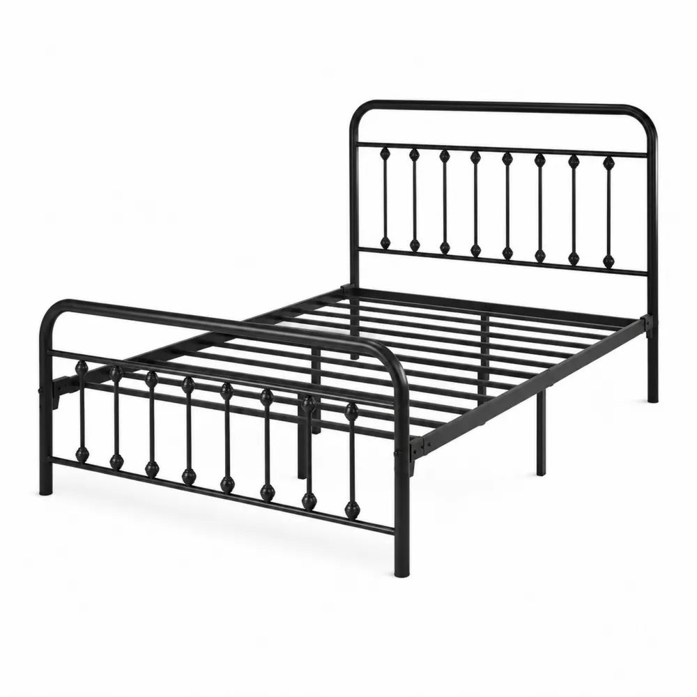 Letto Matrimoniale in Acciaio Verniciato Nero 190x140 cm