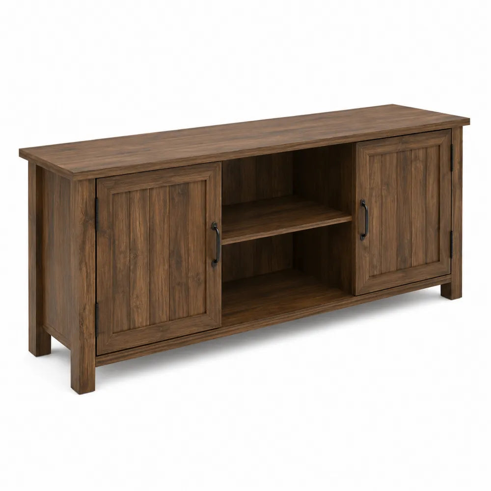 Credenza per TV in Legno MDF Marrone con Ante e Ripiani