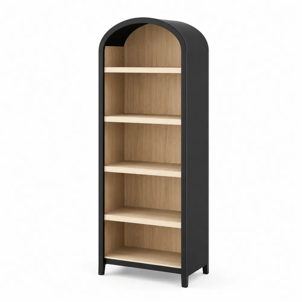 Libreria a 5 ripiani in MDF e metallo nero