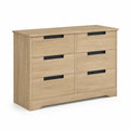 Cassettiera a 6 cassetti in legno MDF effetto quercia chiaro 120x75x40 cm