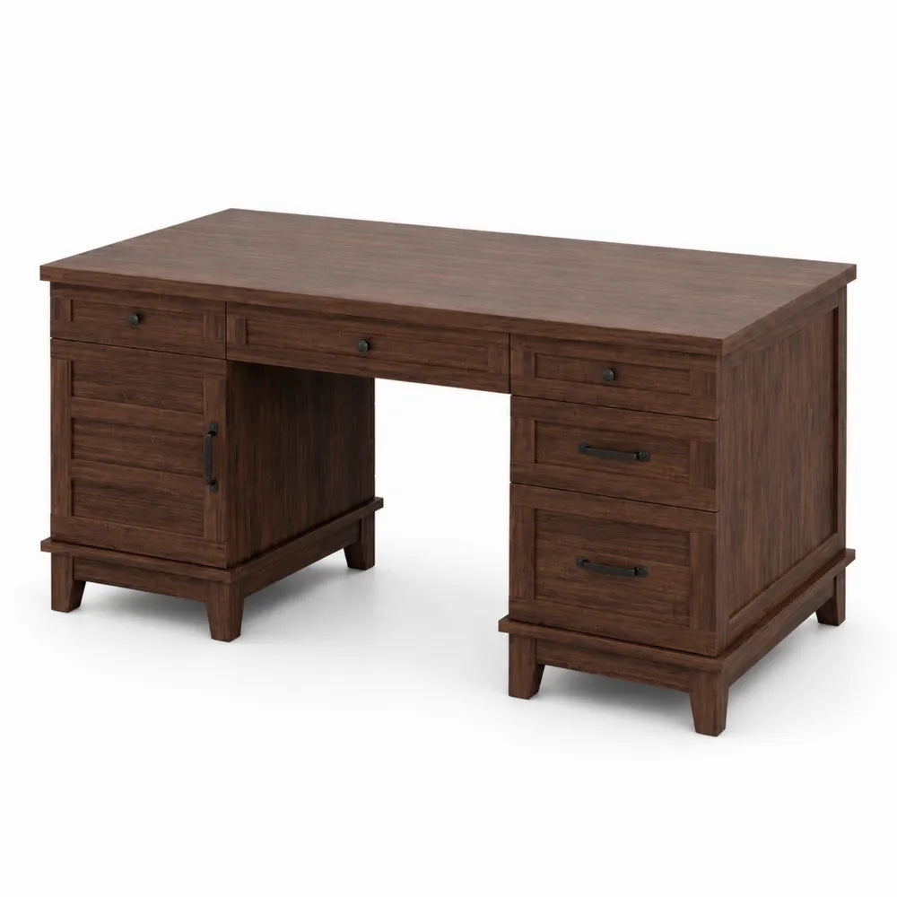Scrivania rettangolare in legno massello con cassetti 150x75x75 cm